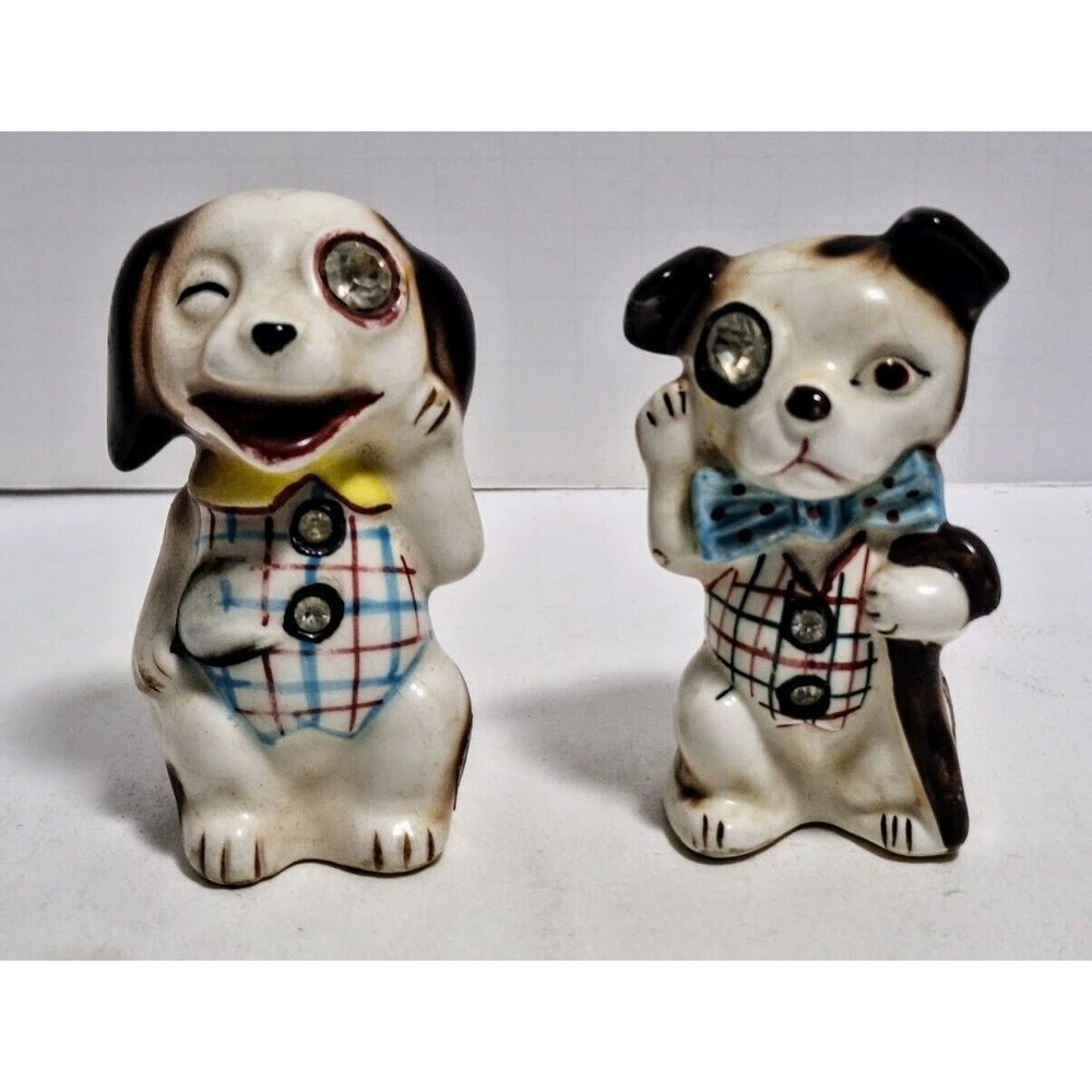 VINTAGE LEFTON’S FANCY DOG ANTHROPOMORPHIC SALT AND PEPPER SHAKERS